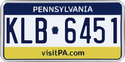 PA license plate KLB6451