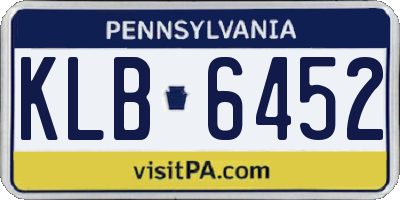 PA license plate KLB6452