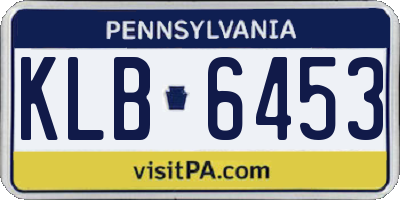 PA license plate KLB6453