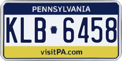 PA license plate KLB6458