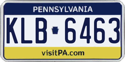 PA license plate KLB6463
