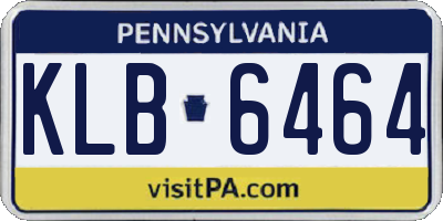 PA license plate KLB6464