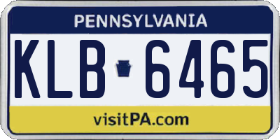 PA license plate KLB6465