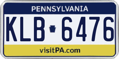 PA license plate KLB6476
