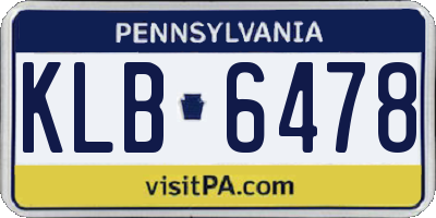 PA license plate KLB6478