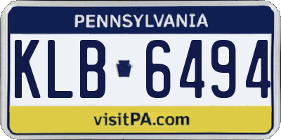 PA license plate KLB6494