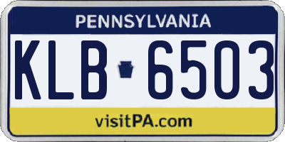 PA license plate KLB6503
