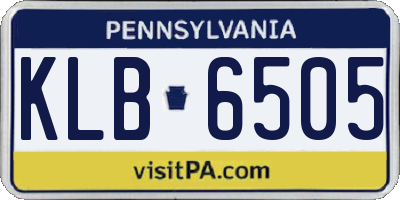 PA license plate KLB6505
