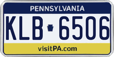 PA license plate KLB6506