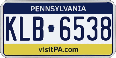 PA license plate KLB6538