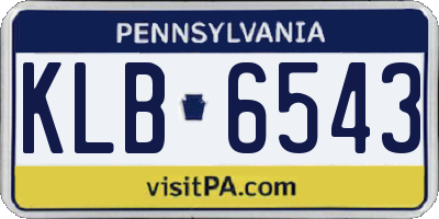 PA license plate KLB6543