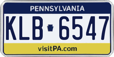 PA license plate KLB6547