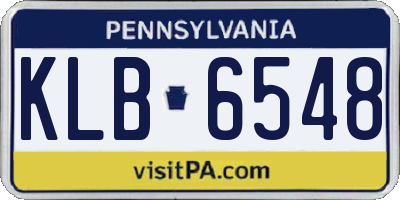 PA license plate KLB6548