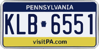PA license plate KLB6551