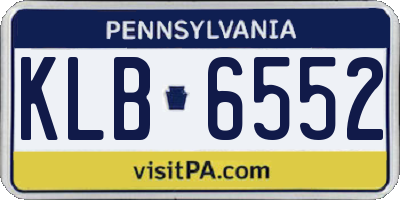 PA license plate KLB6552