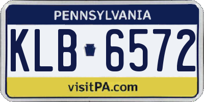 PA license plate KLB6572
