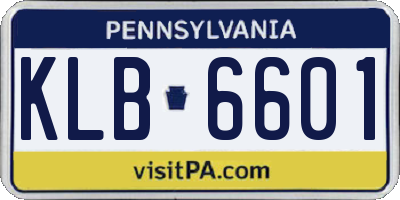 PA license plate KLB6601