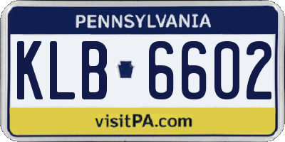 PA license plate KLB6602