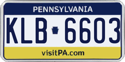 PA license plate KLB6603