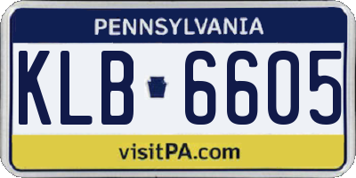 PA license plate KLB6605