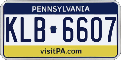 PA license plate KLB6607