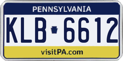 PA license plate KLB6612