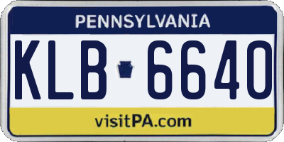PA license plate KLB6640