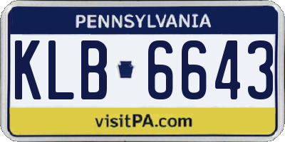 PA license plate KLB6643
