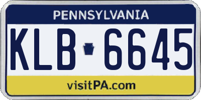 PA license plate KLB6645