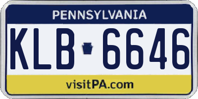 PA license plate KLB6646