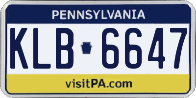 PA license plate KLB6647