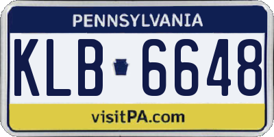 PA license plate KLB6648