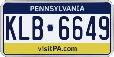 PA license plate KLB6649