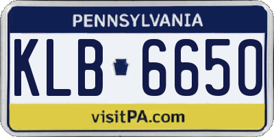 PA license plate KLB6650