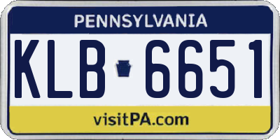 PA license plate KLB6651