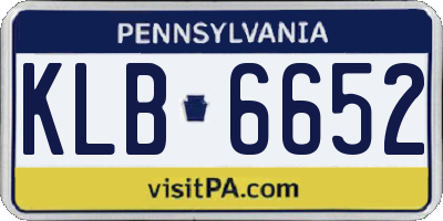 PA license plate KLB6652