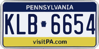 PA license plate KLB6654