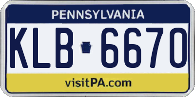 PA license plate KLB6670