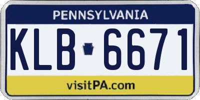 PA license plate KLB6671