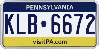 PA license plate KLB6672