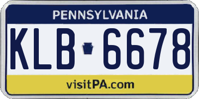 PA license plate KLB6678