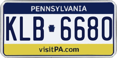 PA license plate KLB6680