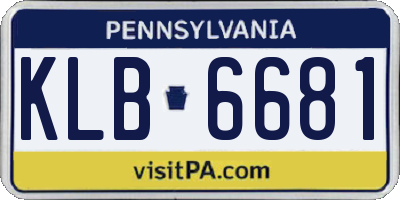 PA license plate KLB6681