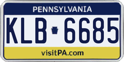 PA license plate KLB6685