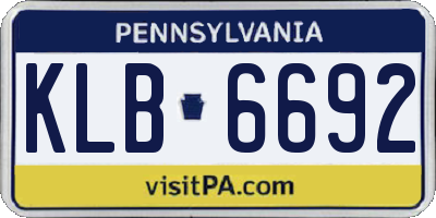 PA license plate KLB6692