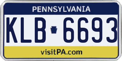 PA license plate KLB6693