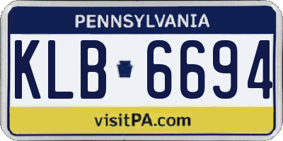PA license plate KLB6694