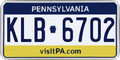 PA license plate KLB6702