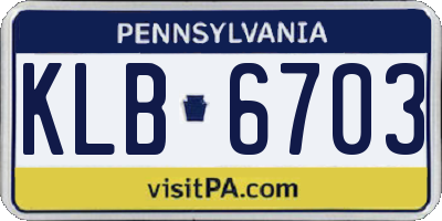 PA license plate KLB6703
