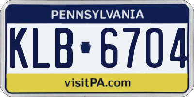 PA license plate KLB6704